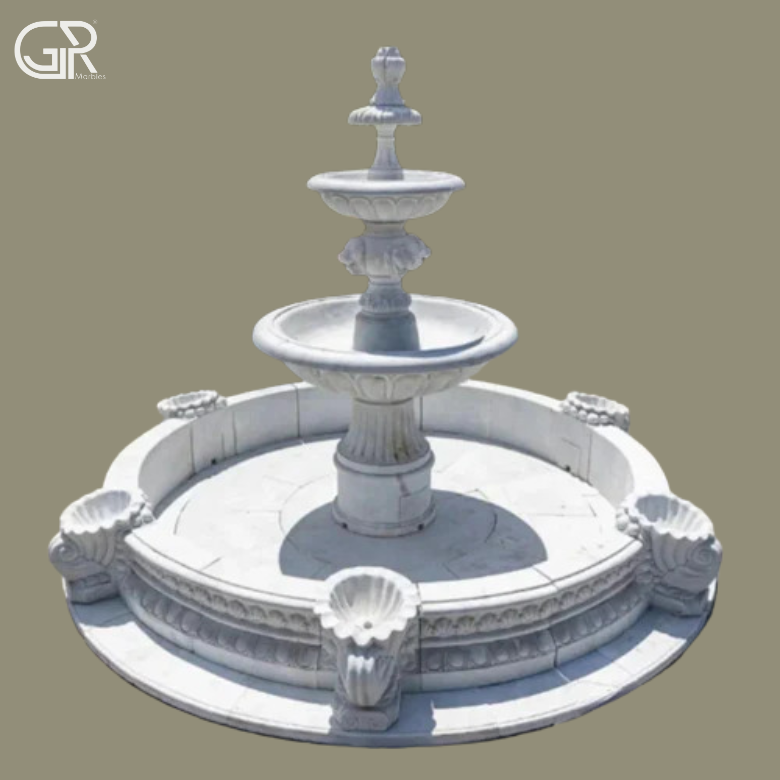 Decorative White Marble Fountain
