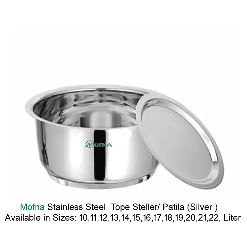 Mofna Stainless Steel Patila, 10 Liter