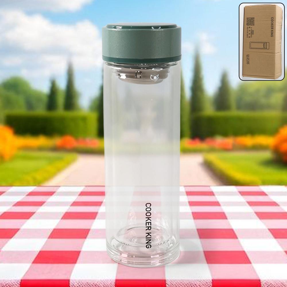 Double Wall Glass Infuser Tea Mug (280Ml Approx / 1 Pc) - Color: Mix