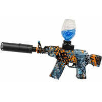 Water Bullet Gun - Plastic, 25cm, Black & Orange | Pump Action, 100-bullet Capacity, Front Barrel Loader