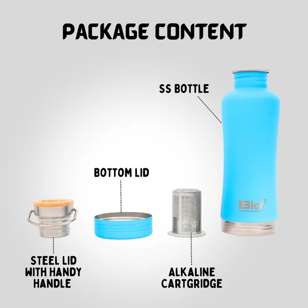 BioPlus Stainless Steel 850ml  Alkaline Water Bottle  (Blue)