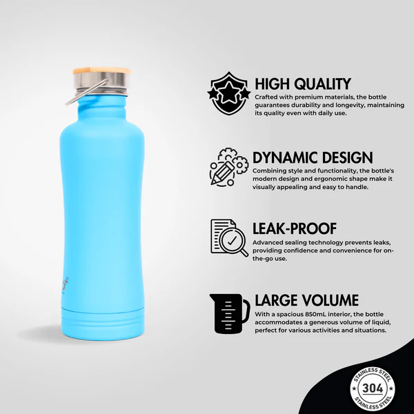 BioPlus Stainless Steel 850ml  Alkaline Water Bottle  (Blue)