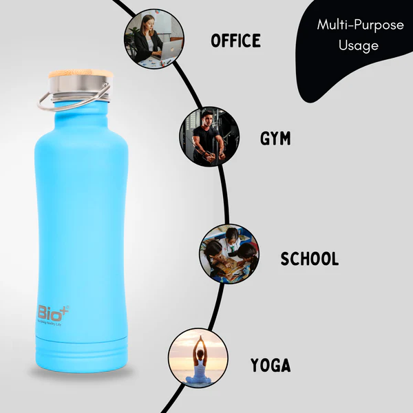 BioPlus Stainless Steel 850ml  Alkaline Water Bottle  (Blue)