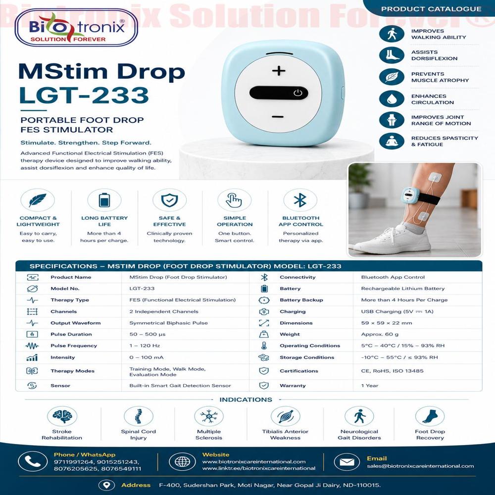 Foot Drop Walking Recovery Device for Physiotherapy Rehabilitation