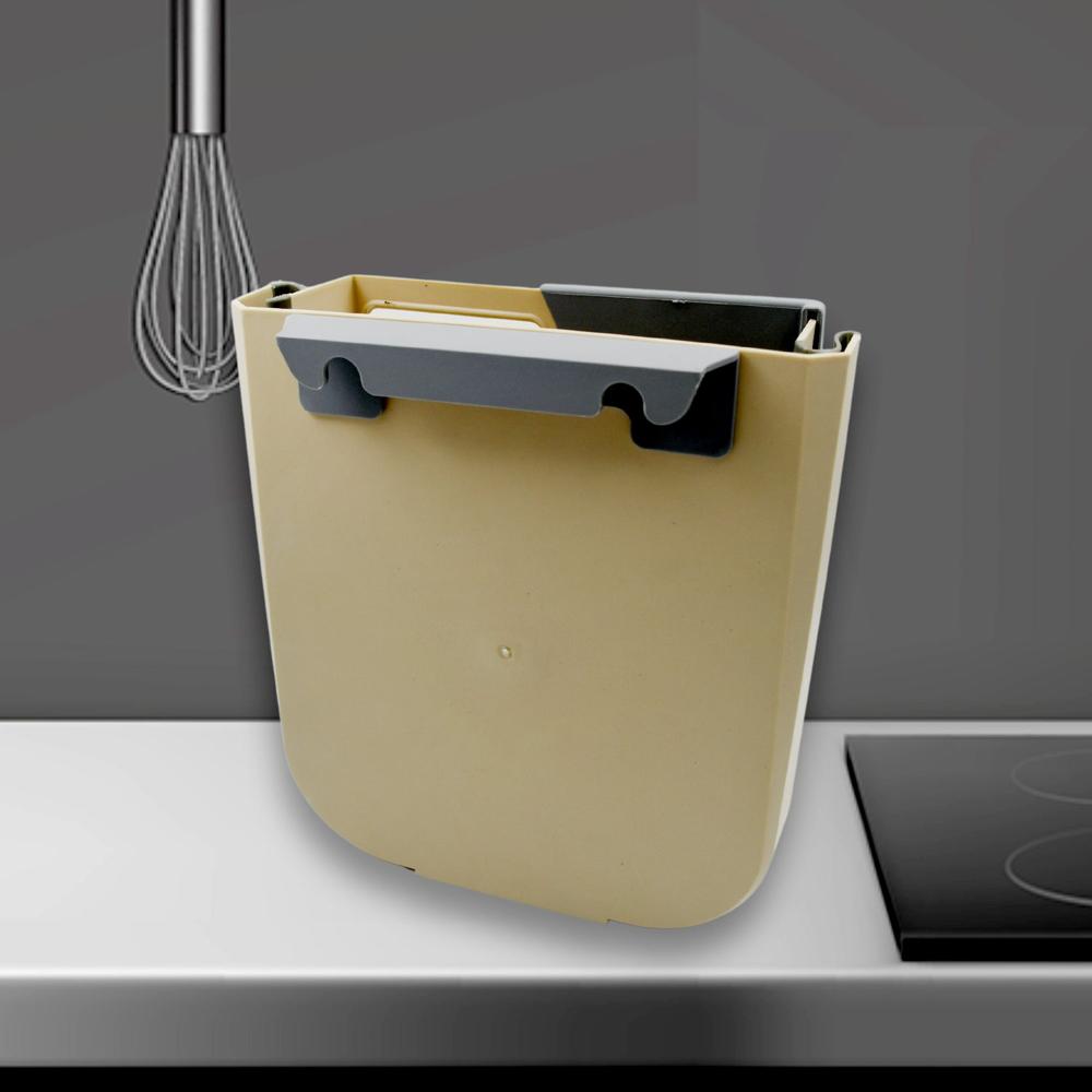 Foldable Hanging Trash Can Space-Saving Waste Bin For Kitchen, Bathroom & Car - Color: Mix
