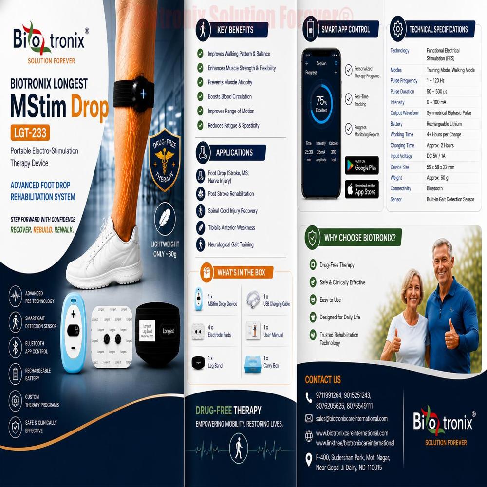 Rechargeable Foot Drop Therapy Device for Walking Assistance