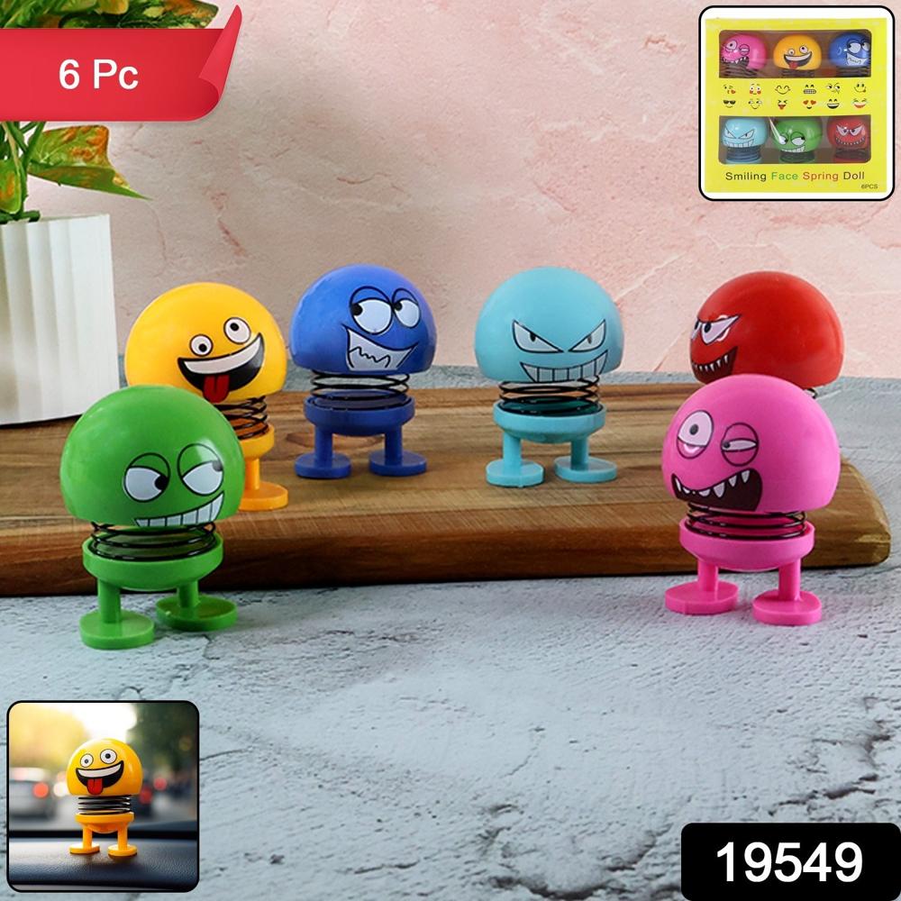 Spring Emoji Bobble Head Dolls - (6 Pc Set) - Color: Mix