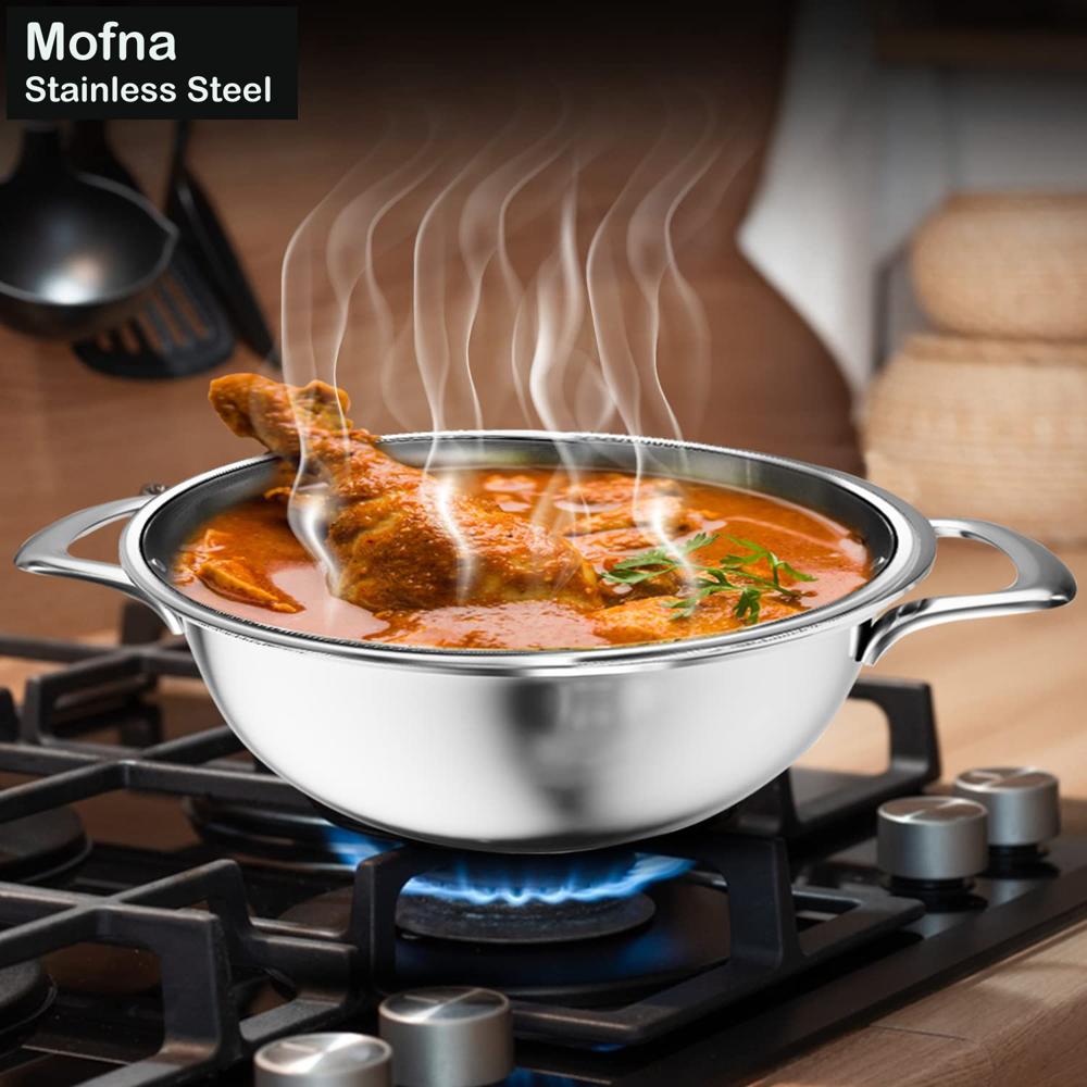 Mofna Stainless Steel Kadai 8 Liter