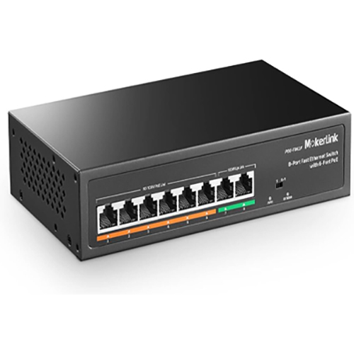 Poe Switches - Metal Enclosure 210x130x45mm, 8 PoE + 2 Uplink Ports, IEEE 802.3af/at, Surge Protection, Plug and Play