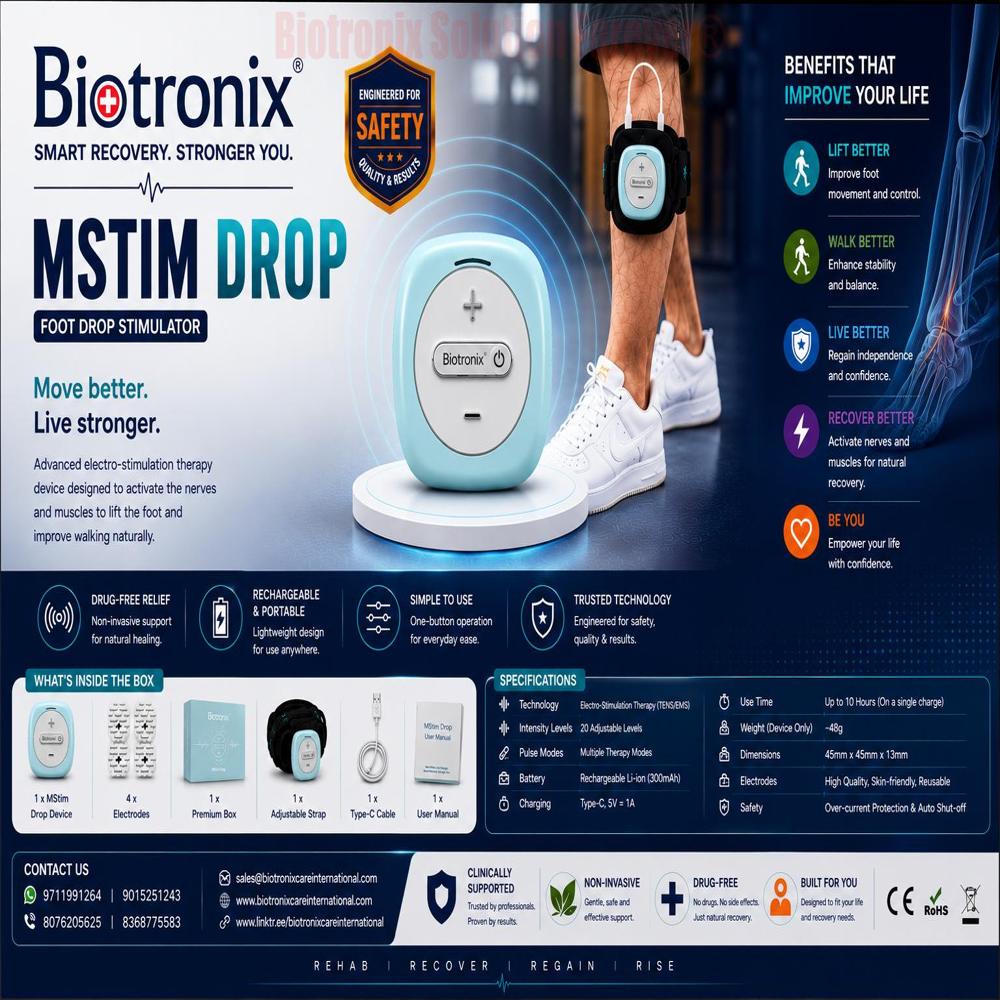 Portable EMS Foot Drop Stimulator for Muscle Activation Therapy