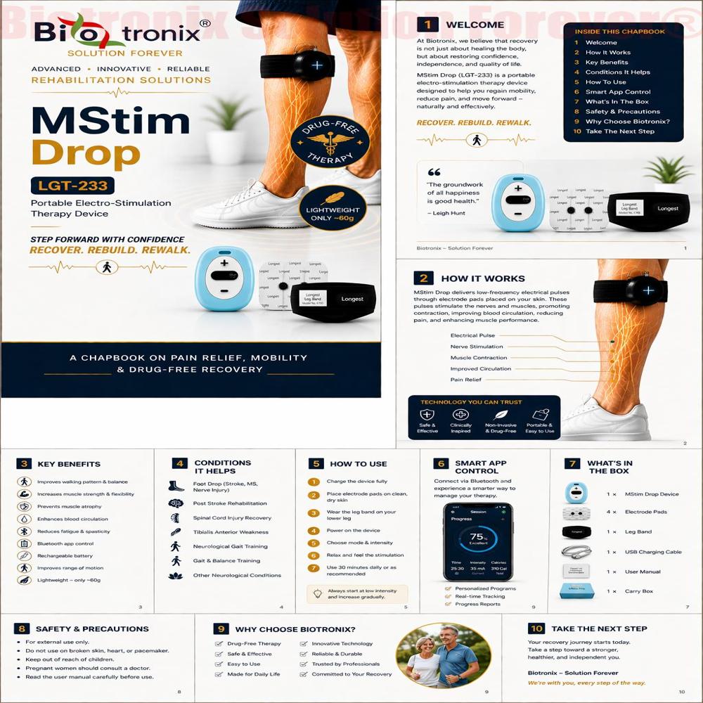 Portable EMS Foot Drop Stimulator for Muscle Activation Therapy