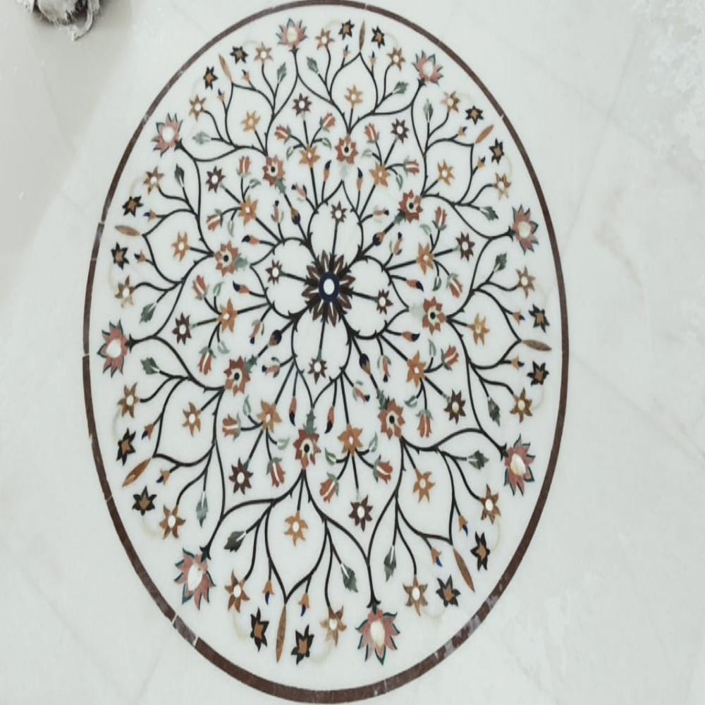 White marble with inlay work in center