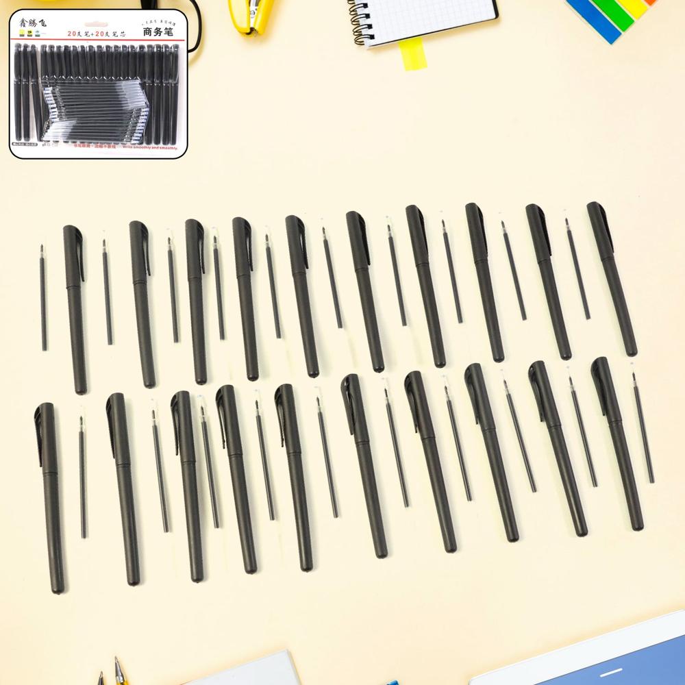 Refillable Black Marker Pen With Extra Ink Refills 20 Pieces (1 Set) - Color: Mix