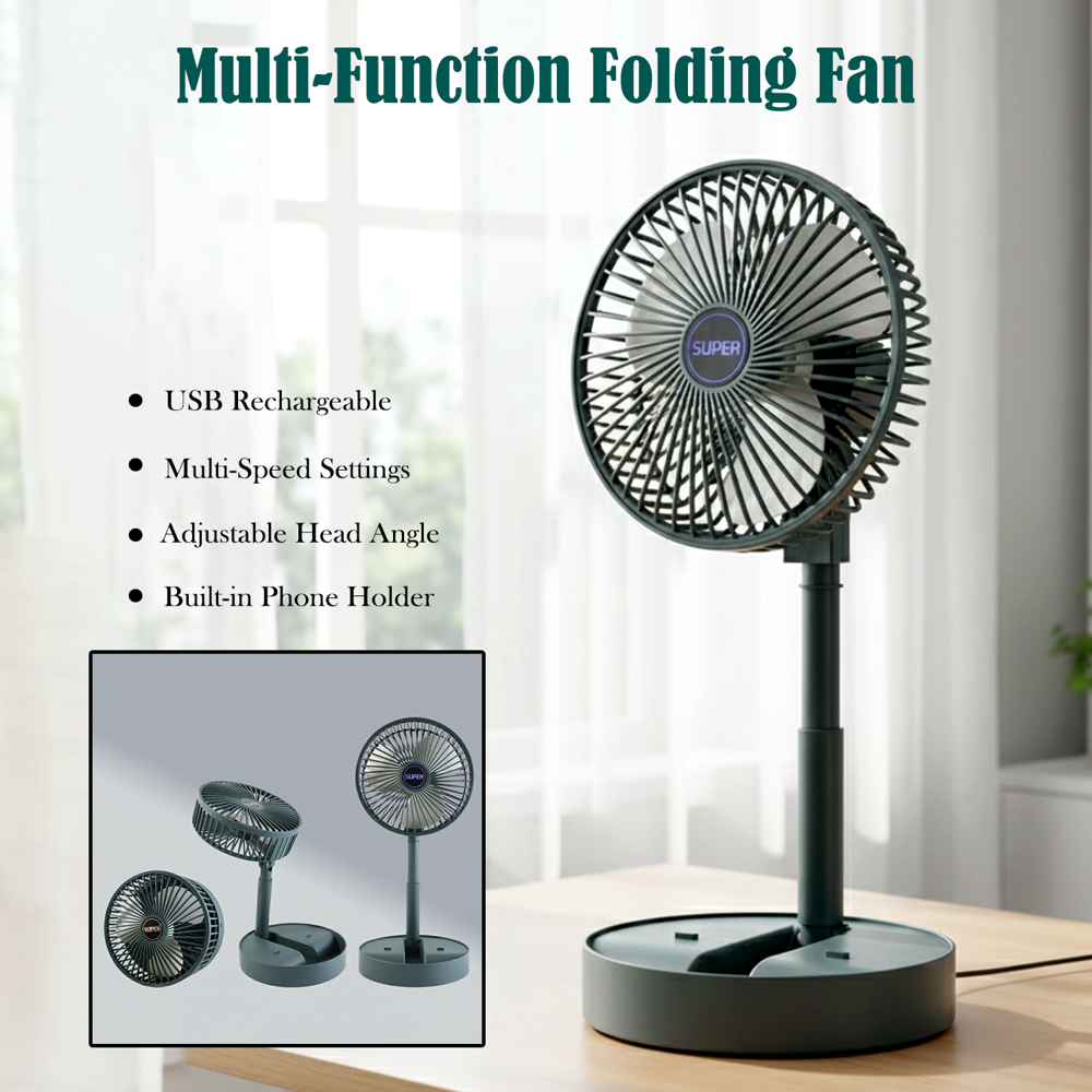 Super Multi-function Folding Fan (1 Pc) - Color: Mix
