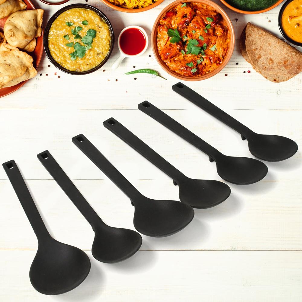 Multipurpose Silicone Spoon, Silicone Basting Spoon Non-Stick Kitchen Utensils Household Gadgets Heat-Resistant Non Stick Spoons Kitchen Cookware Items For Cooking And Baking (6 Pcs Set) - Color: Mix