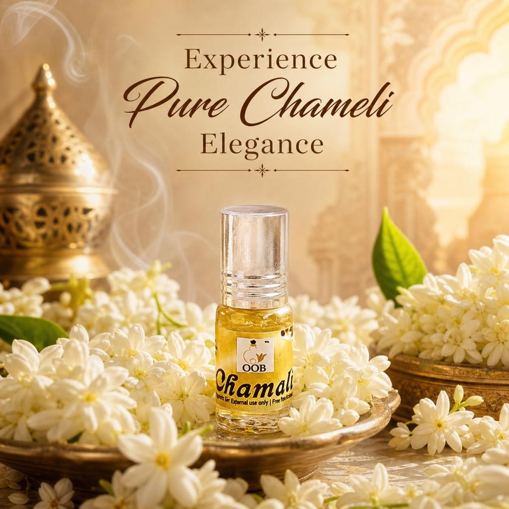 OOB Traditional Chameli Attar - Pack of 18 (2.5ml Each) | Pure Jasmine Floral Fragrance Oil