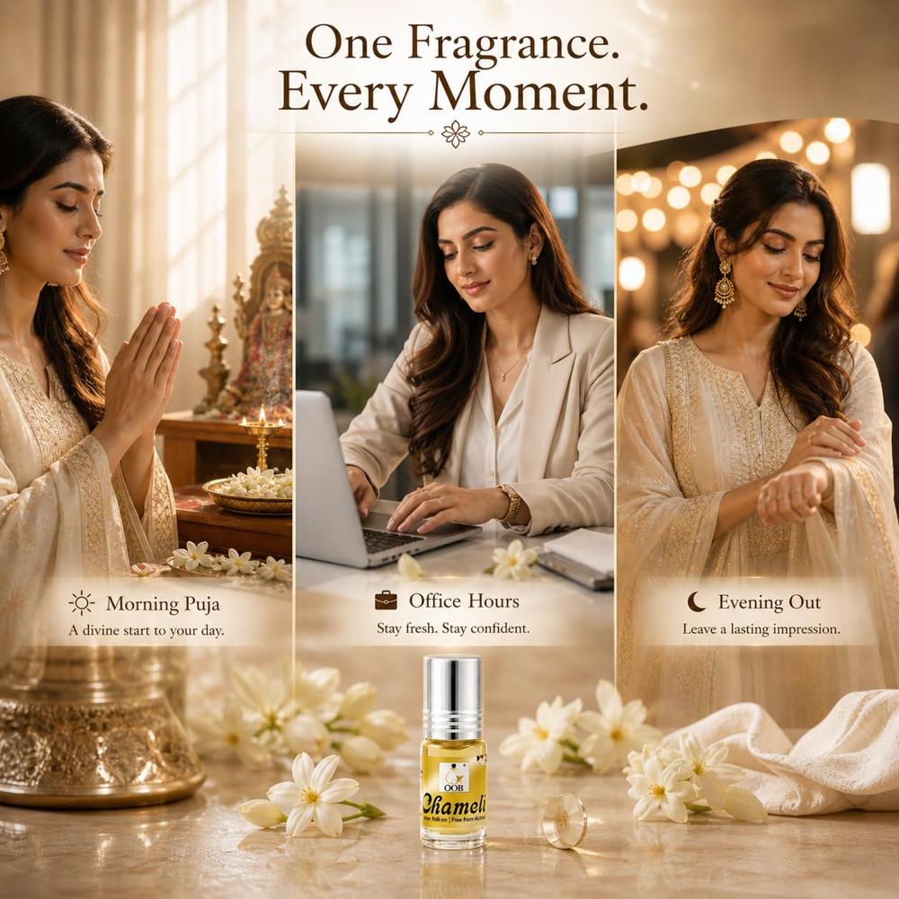 OOB Traditional Chameli Attar - Pack of 18 (2.5ml Each) | Pure Jasmine Floral Fragrance Oil