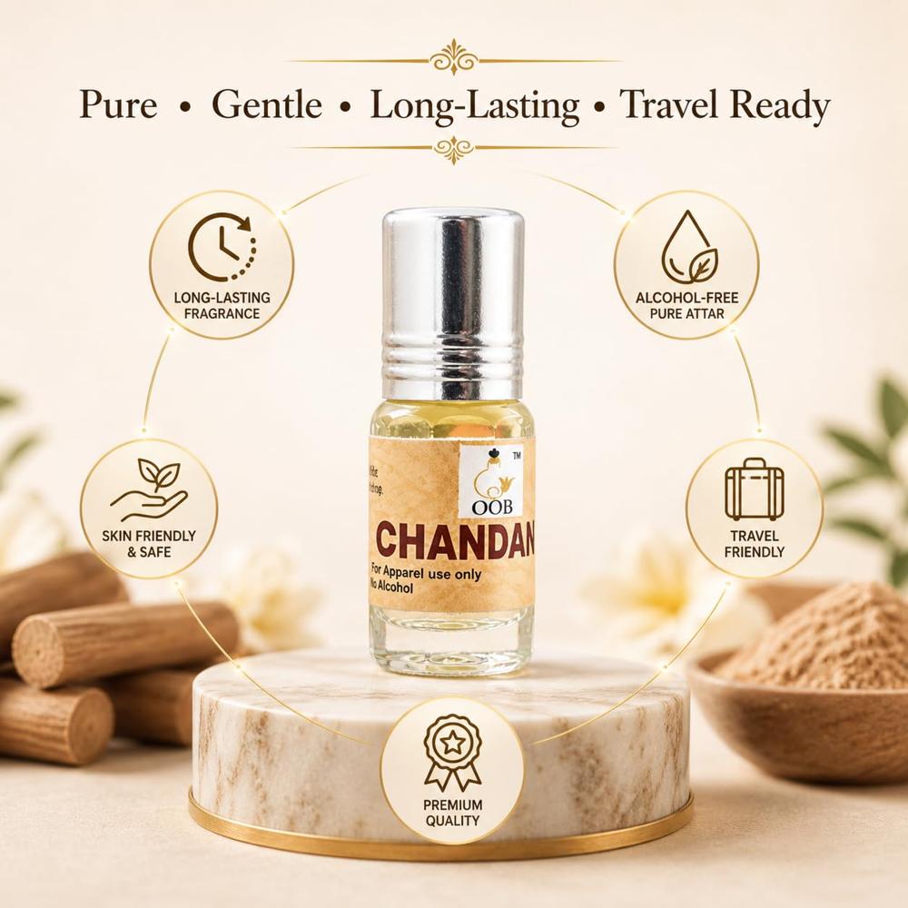 OOB Chandan Attar - Pack of 18 Vials (2.5ml each) | Traditional Indian Sandalwood Fragrance Oil
