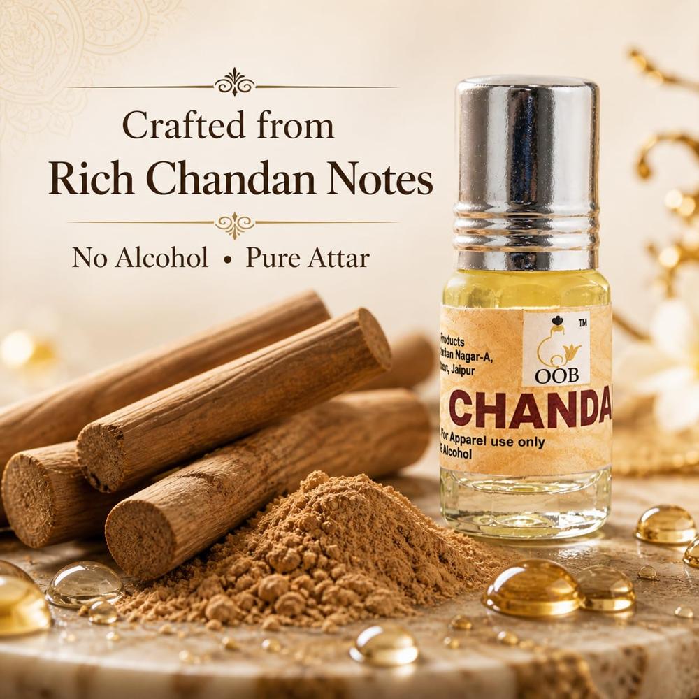OOB Chandan Attar - Pack of 18 Vials (2.5ml each) | Traditional Indian Sandalwood Fragrance Oil