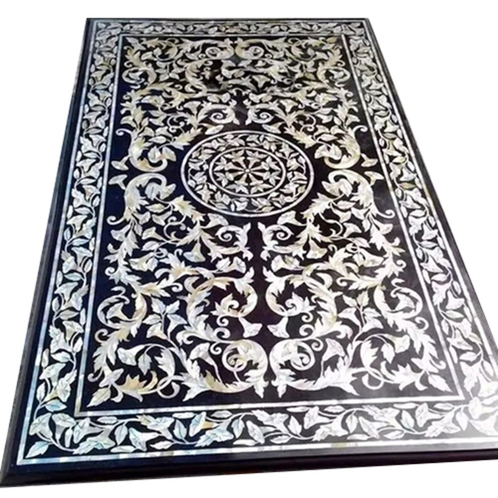 Black Inlay Marble Tiles - Marble Material, Interlocking Pattern, Acid-resistant, Glossy Finish, Various Sizes Available, Plain Elegant Design