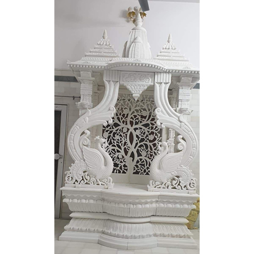 Pure White Marble Temple - High-quality Polished Marble Construction | Durable Coating, Easy To Clean, Available In Multiple Colors