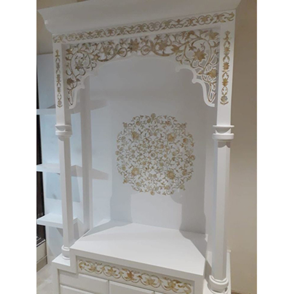 Marble Pooja Mandir - High-quality Acid-resistant Marble, Elegant Coated Finish, Multiple Color Options, Polished Technique For Lustrous Shine
