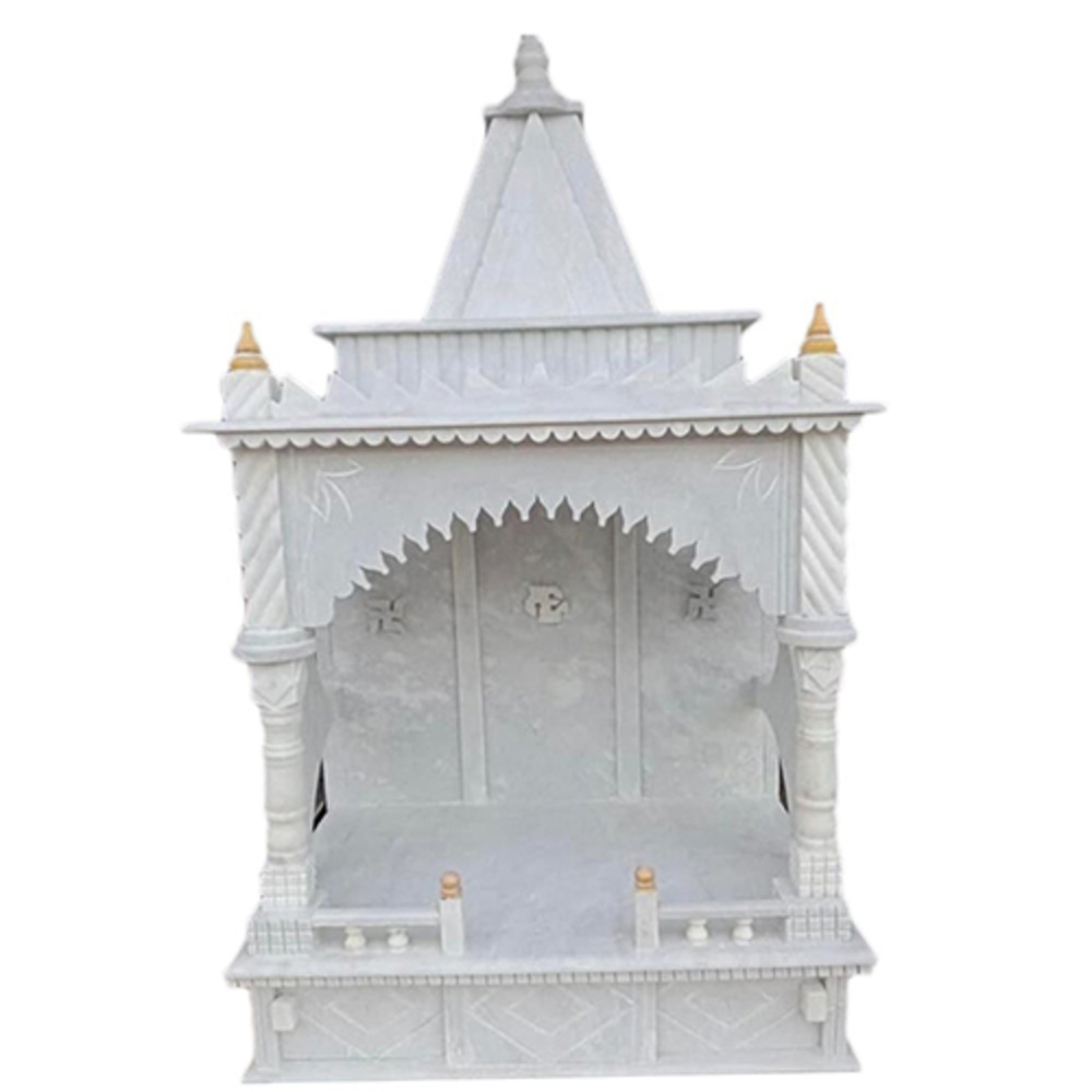 White Marble Temple - Premium Quality Marble, Polished Finish , Easy To Clean And Maintain With Intricate Craftsmanship