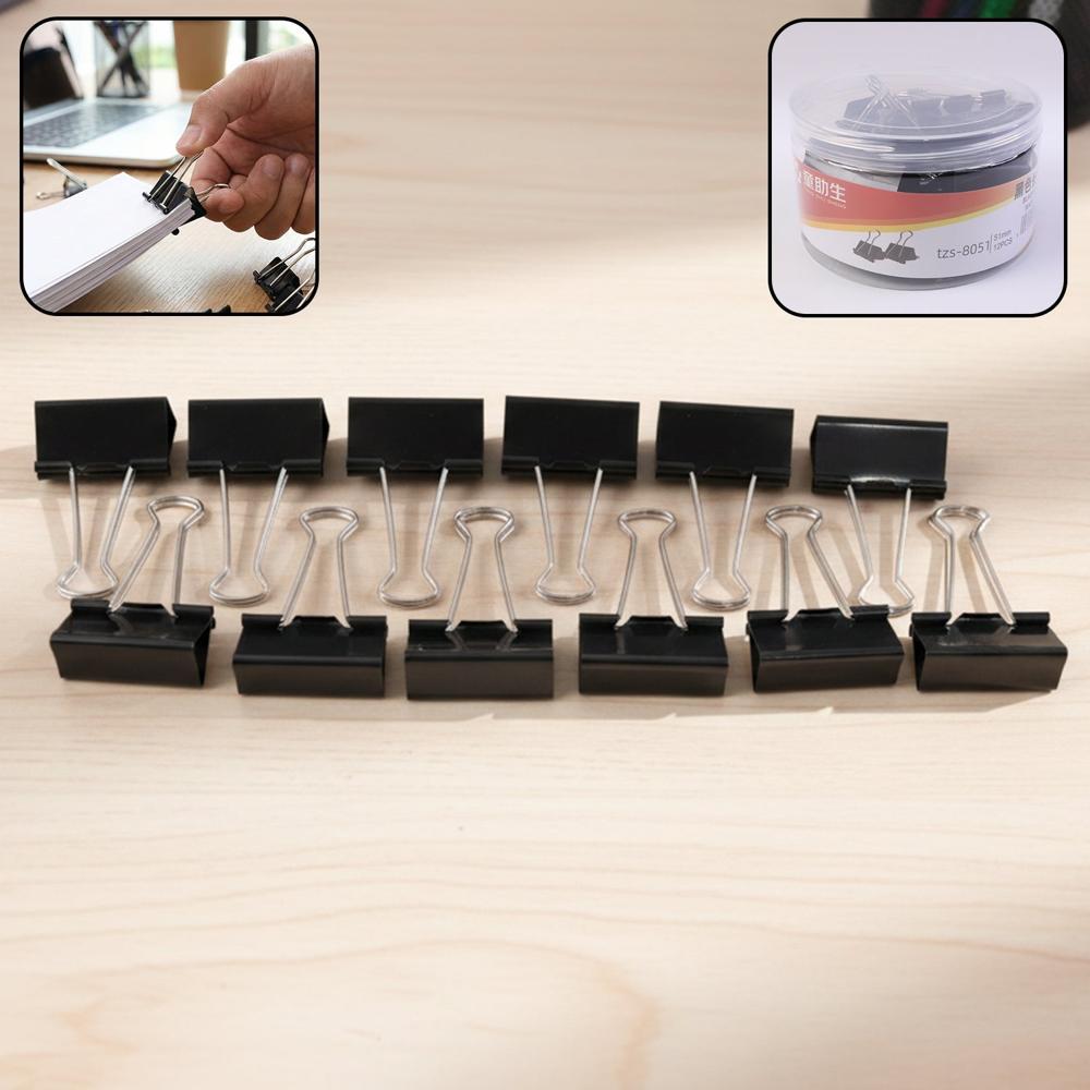 51 Mm Large Binder Clips (12 Pc Set) - Color: Mix