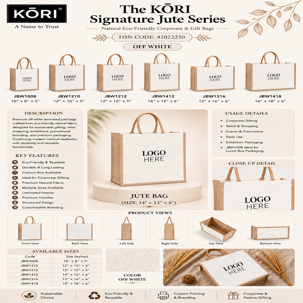 JUTE BAG 12" X 12" X 5" OFF WHITE (JBW1212)