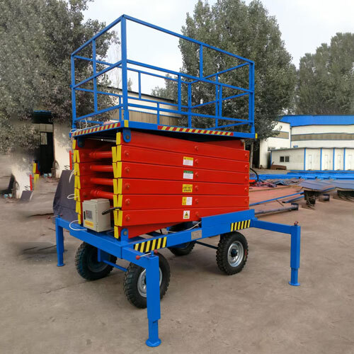 8-18m Scissor Lift Table Manual Lifting Platform Aluminum Mast Lift Platform Hydraulic
