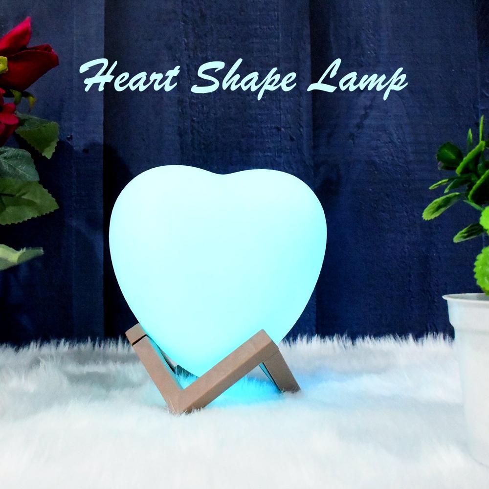3d Heart Shape Moon Night Lamp With Plastic Stand (13 X12 Cm / 1 Pc)