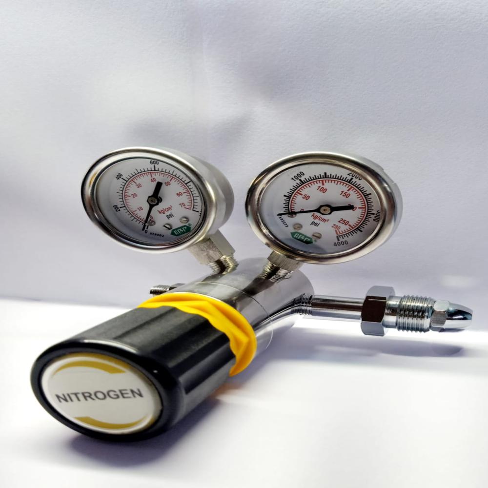 High Pressure Piston Regulator - Stainless Steel Ss 304, Dual Gauge, Up To 300 Bar, Ptfe Seat