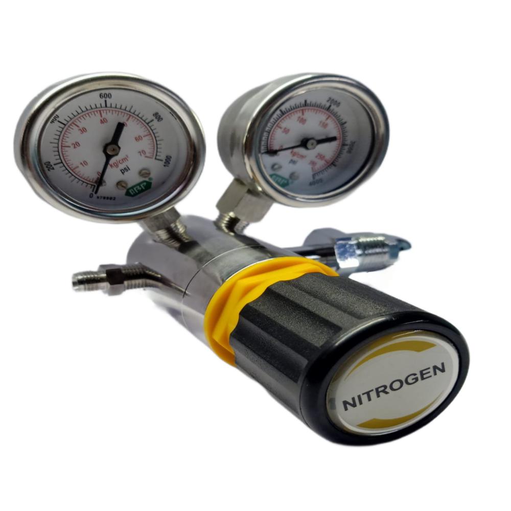 High Pressure Piston Regulator - Stainless Steel Ss 304, Dual Gauge, Up To 300 Bar, Ptfe Seat