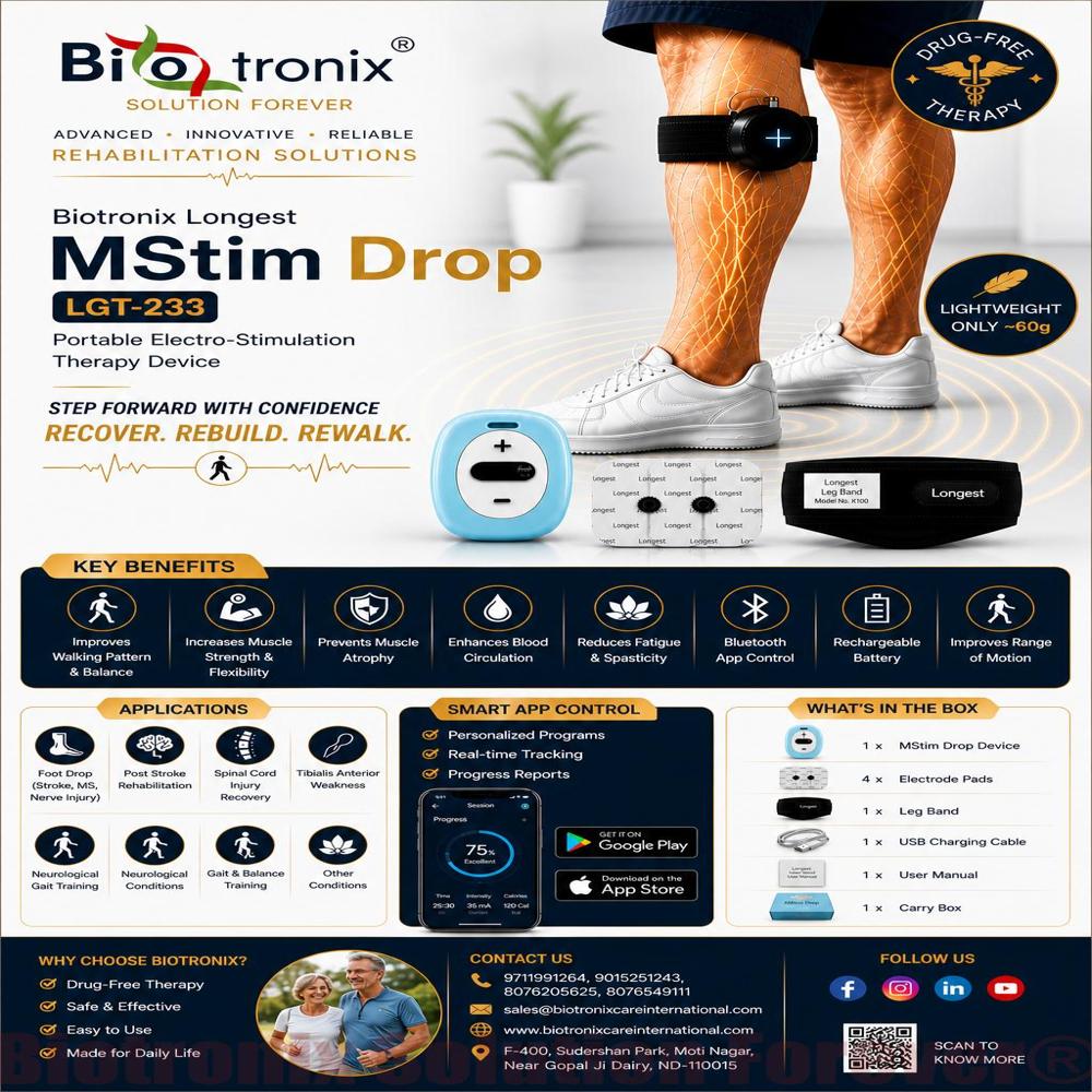 Foot Drop Muscle Stimulator for Stroke Recovery Physiotherapy