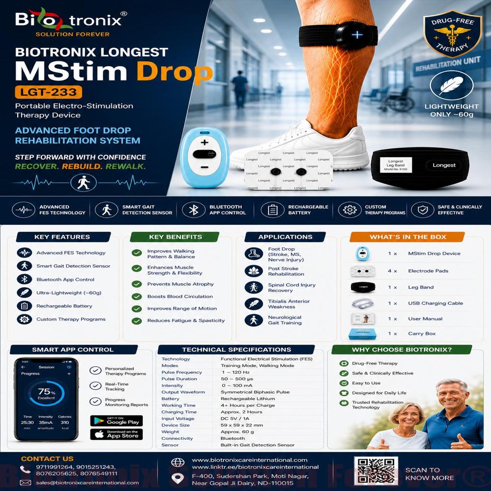 Foot Drop Muscle Stimulator for Stroke Recovery Physiotherapy