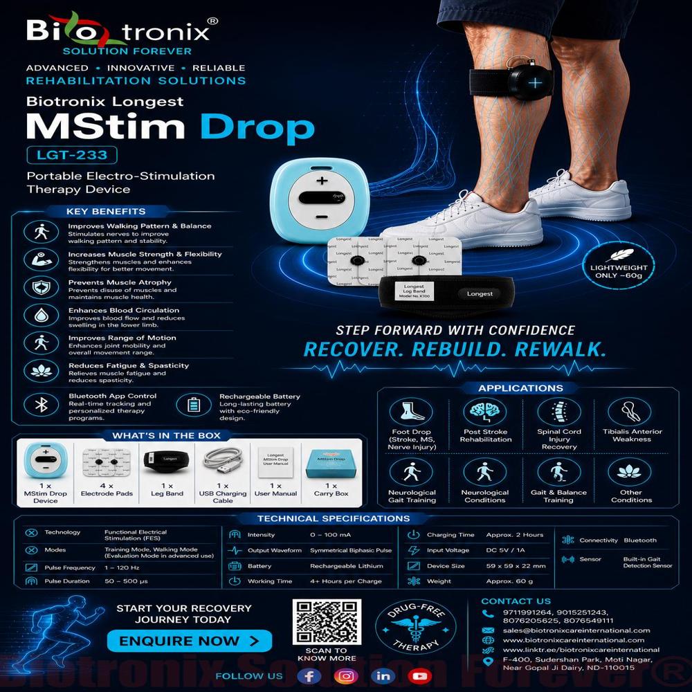 Foot Drop Muscle Stimulator for Stroke Recovery Physiotherapy