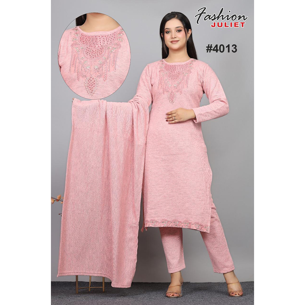 Karachi Woolen Kurti Suit - Color: Multi-Color (Printed)