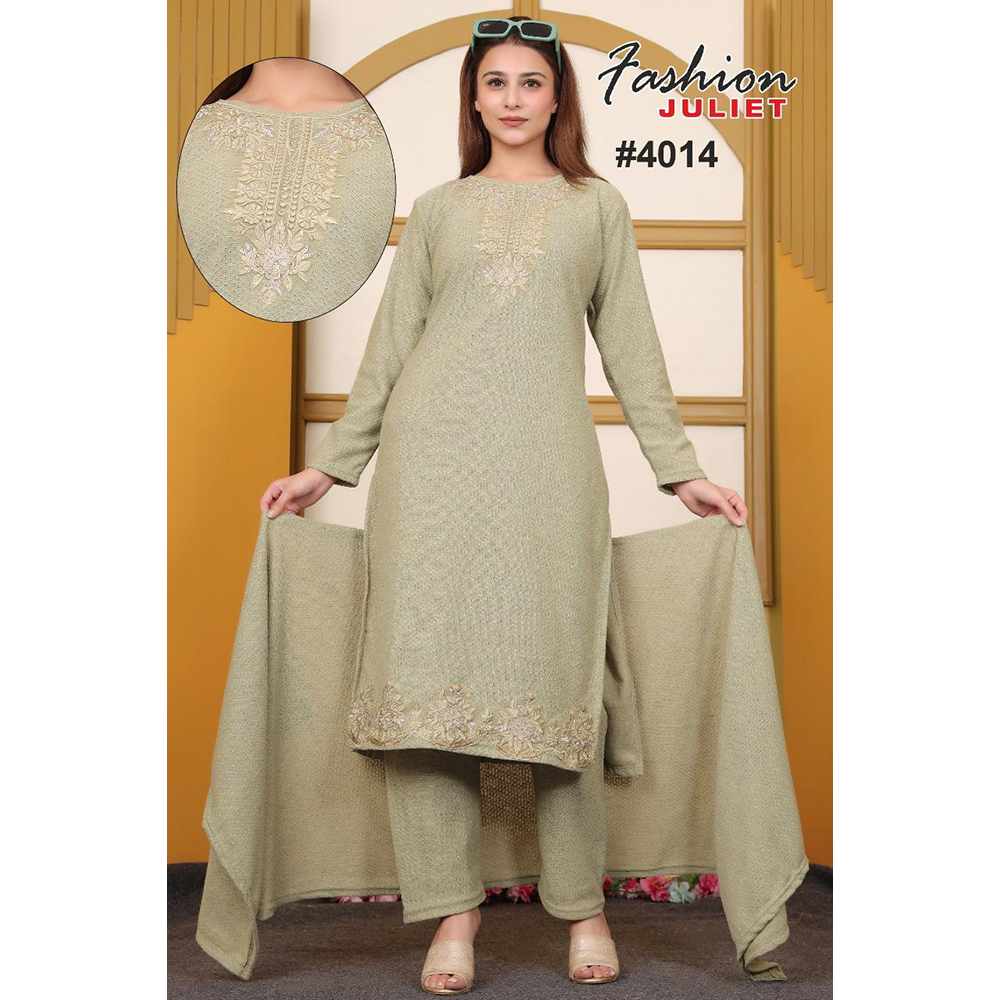 Karachi Kurti Woolen Suit - Color: Multi-Color (Pink