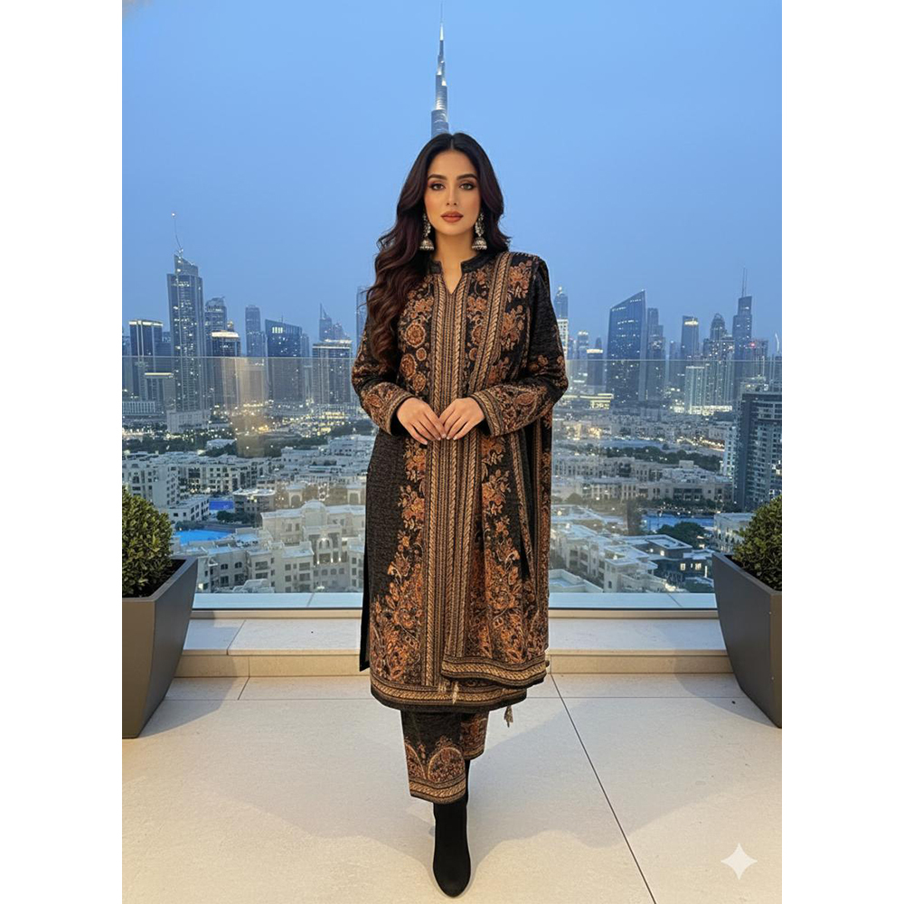 Woolen Ladies Karachi Kurti Suit - Color: Multicolor (As Shown)