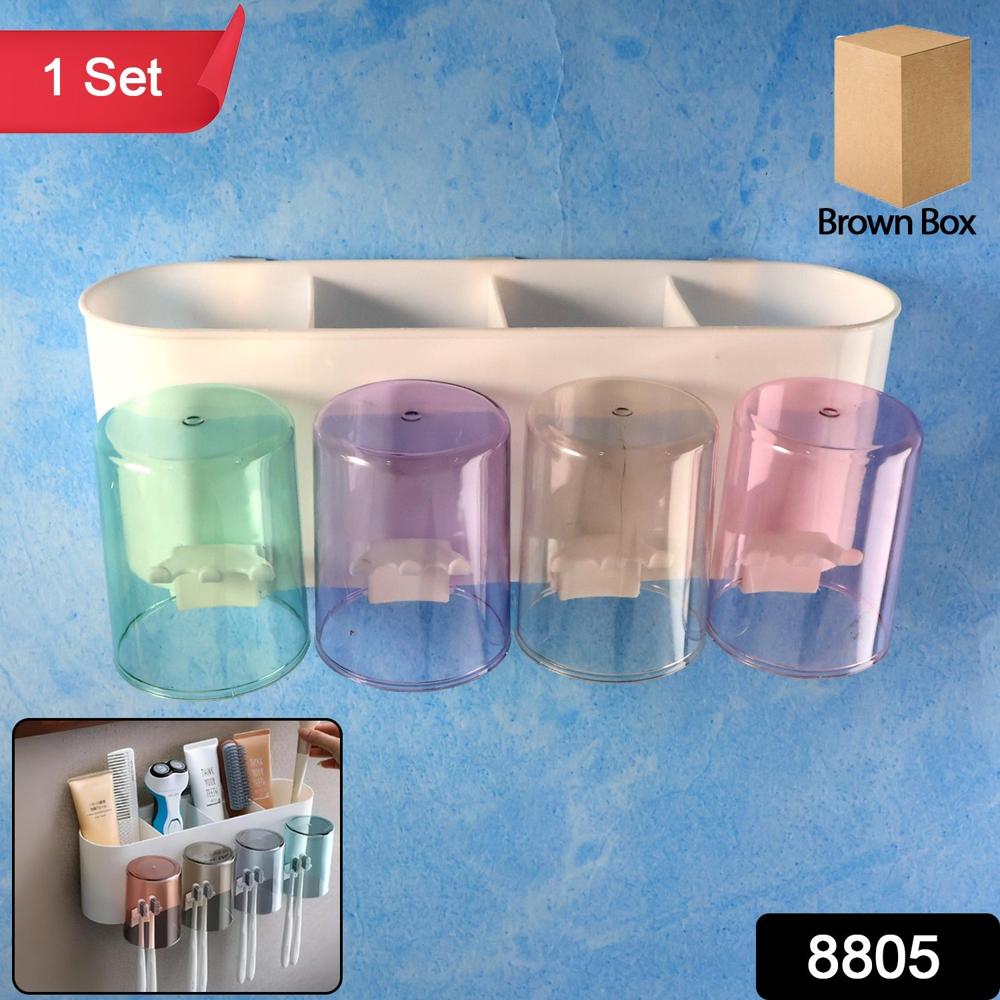 Wall Mounted Toothbrush Holder Set (1 Set) - Color: Mix