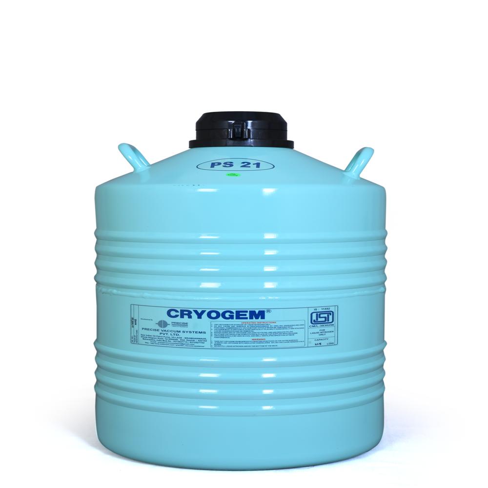 Precise Cryogem (PS-21) Cryogenic Liquid Nitrogen Container (21L) Heavy Duty LN2 Storage Tank for Medical, Veterinary & Industrial Use