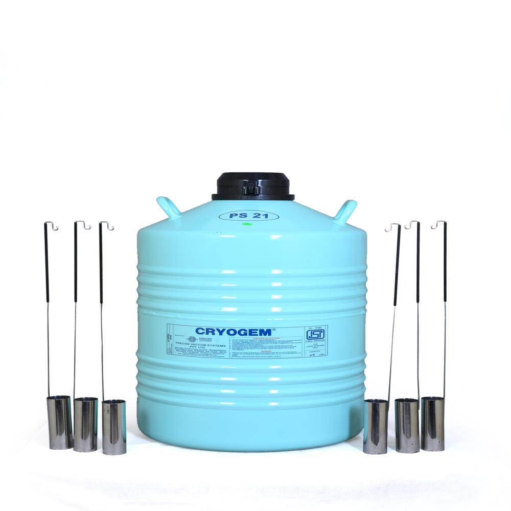 Precise Cryogem (PS-21) Cryogenic Liquid Nitrogen Container (21L) Heavy Duty LN2 Storage Tank for Medical, Veterinary & Industrial Use