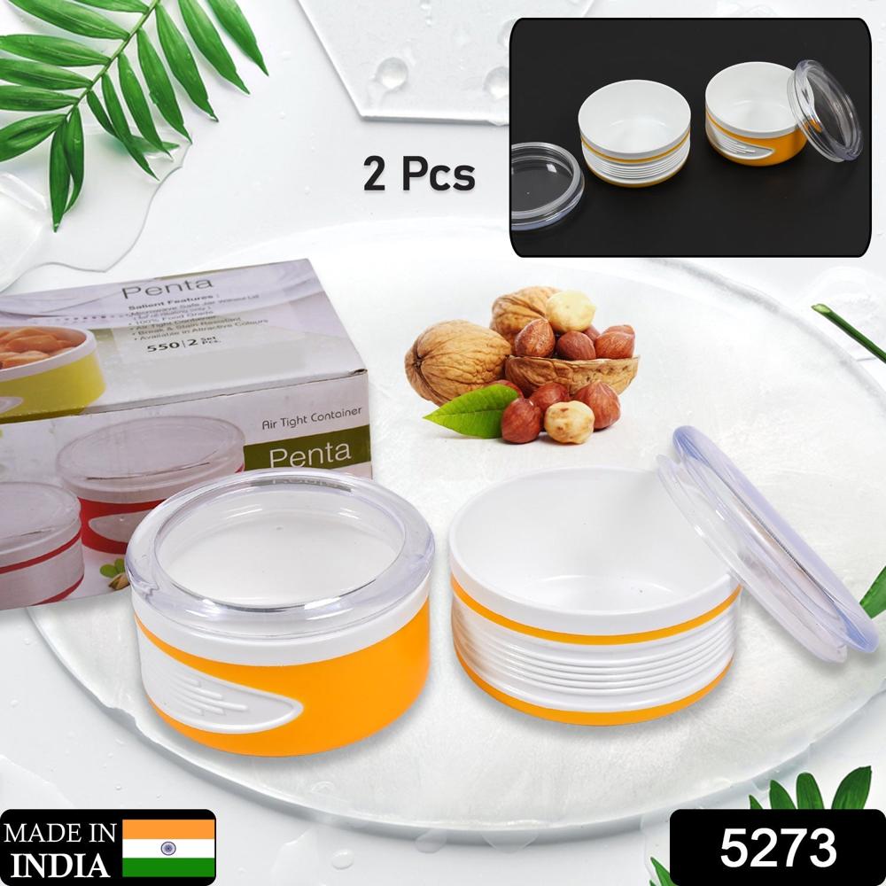 Airtight Plastic Storage Container Set (2 Pieces, 550Ml) - Color: Mix