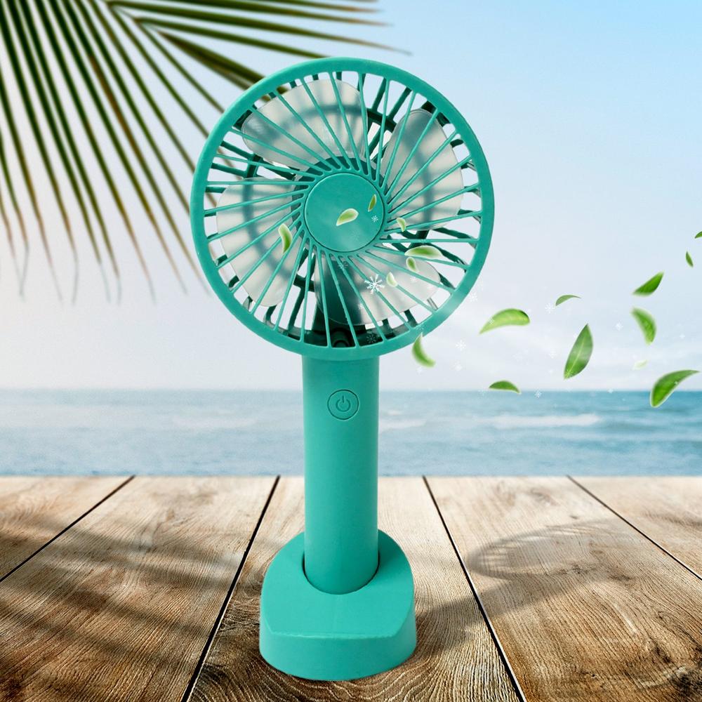 Portable Handheld Fan 3 Speeds Battery Operated Rechargeable With Base Holder - Color: Mix