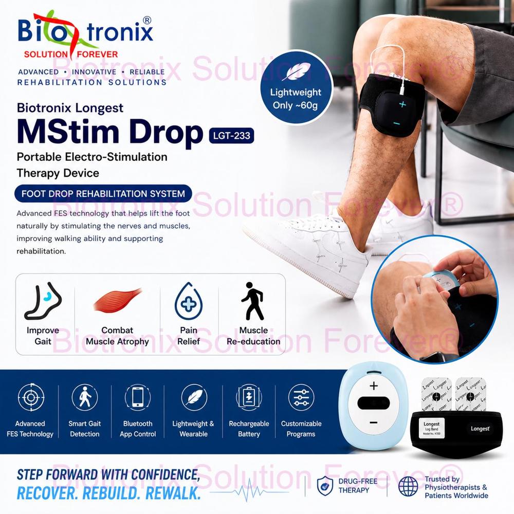Foot Drop Stimulator with Adjustable Intensity Therapy Modes