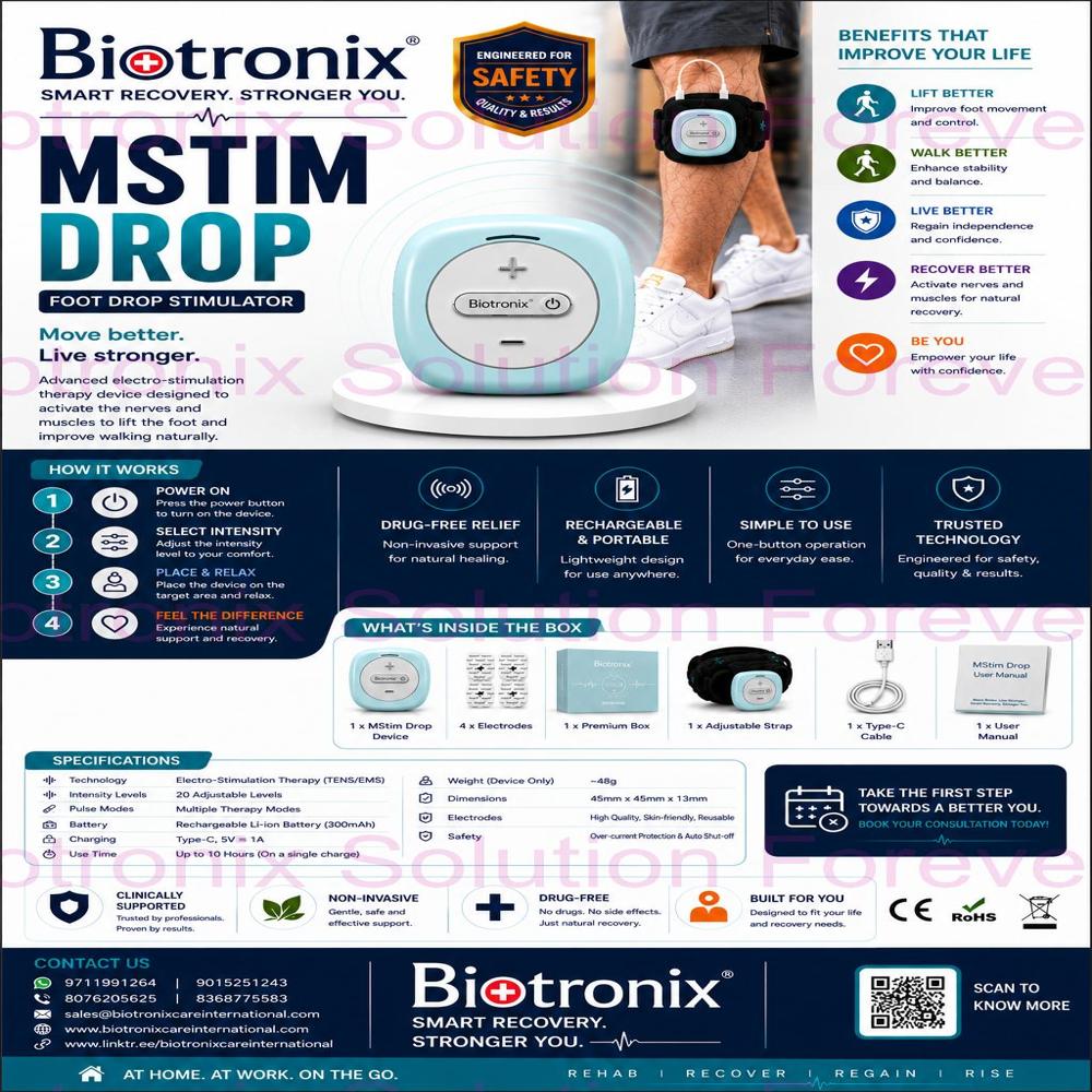 Foot Drop Stimulator with Adjustable Intensity Therapy Modes