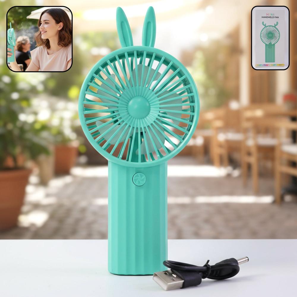 Cute Bunny Ear Design Portable Usb Rechargeable Mini Handheld Fan (1 Pc) - Color: Mix