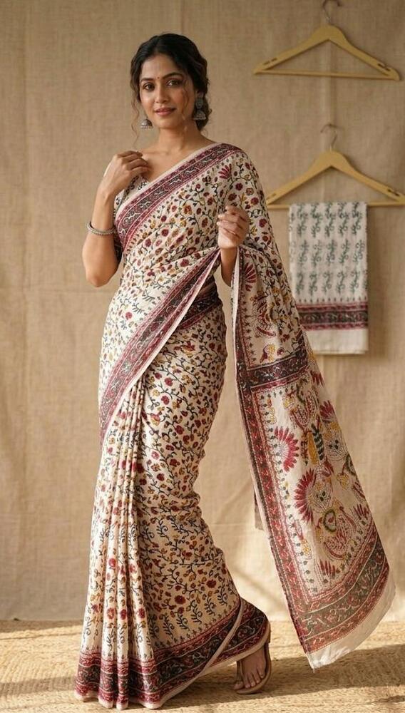 Mulmul Cotton Fabric In Red And White Drape Saree