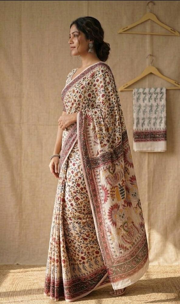 Mulmul Cotton Fabric In Red And White Drape Saree
