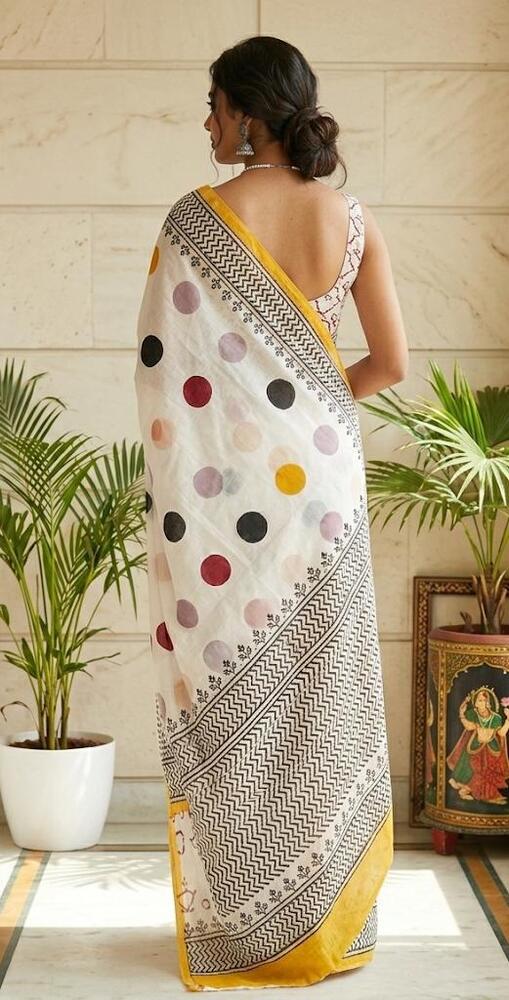 Pure Mulmul Cotton Fabric Saree In Yellow Color With Drape